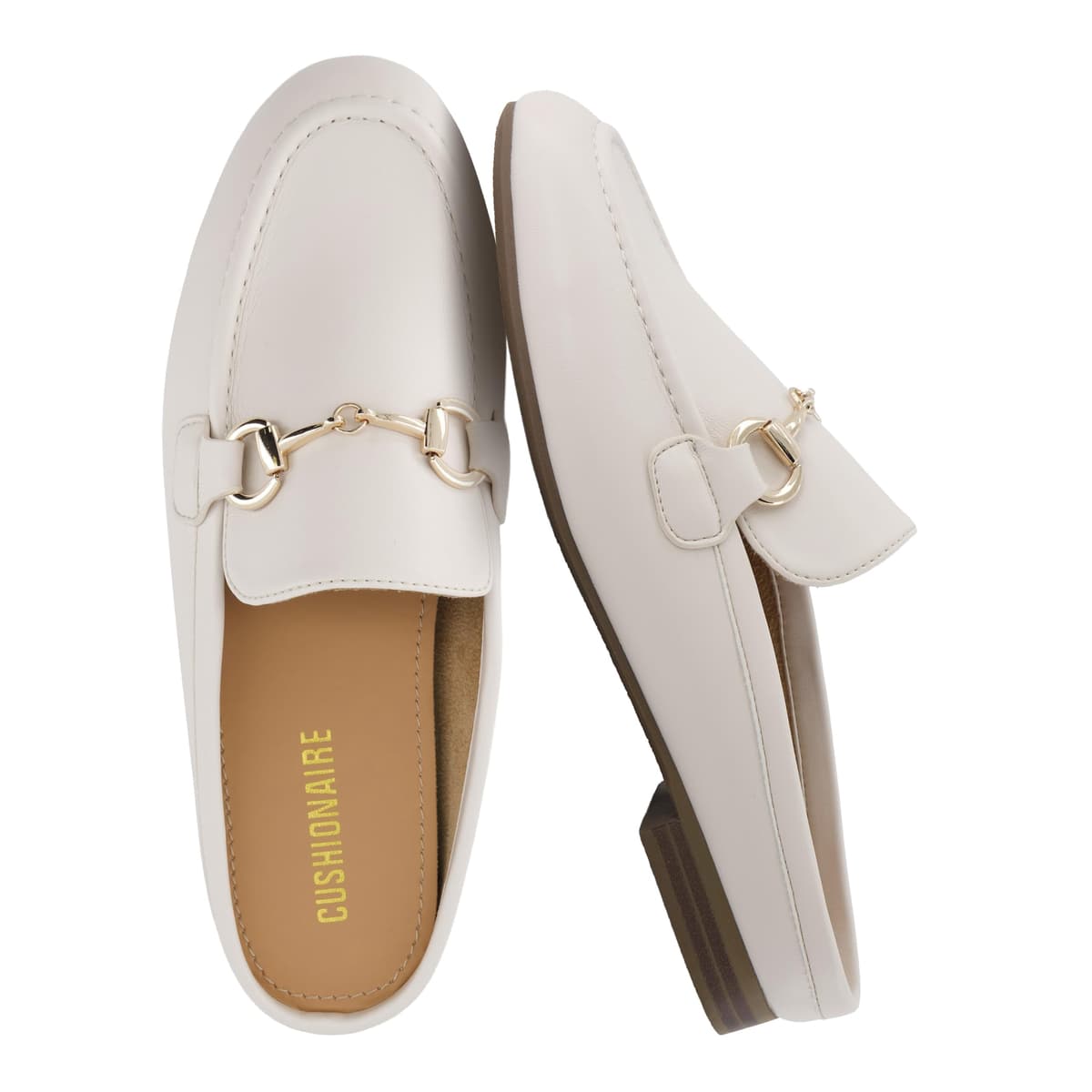 CUSHIONAIRE Yummy Slip On Womens Mules, Business Casual Loafers for Women with Low Heel and Metal Chain Detail - [Run Small Size Up]