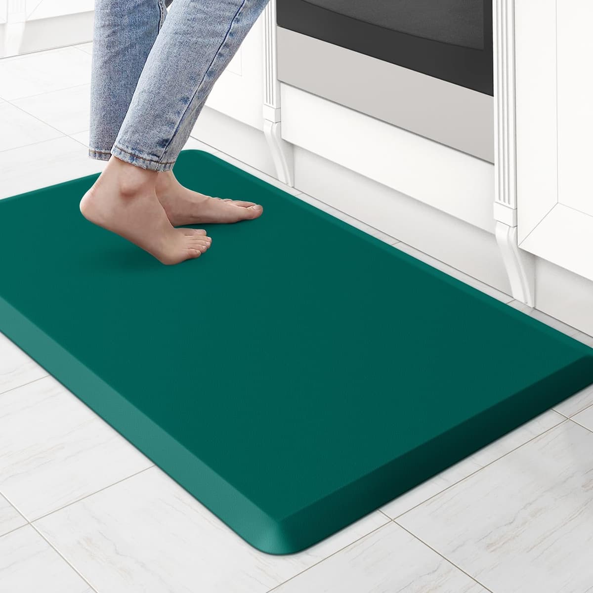 KitchenClouds Kitchen Mat Cushioned Anti Fatigue Rug 17.3"x28" Water Resistant Non Slip Standing Desk Mat Comfort Floor Mats for Kitchen House Sink Office (Khaki) — view 51