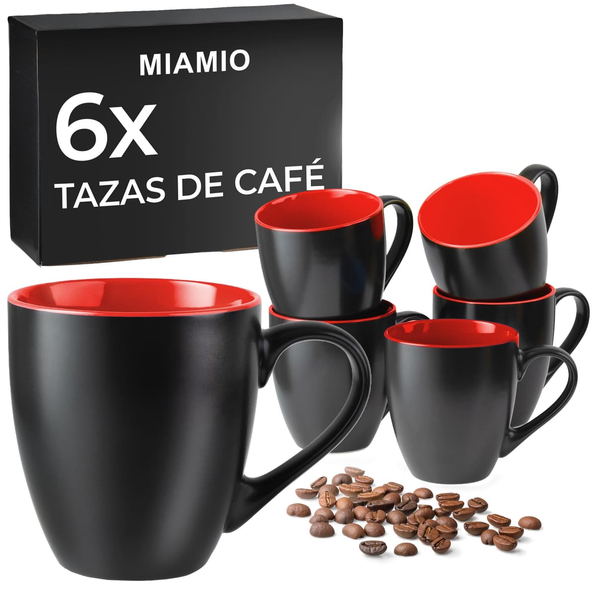 MIAMIO - 6 x 350 ml Juego de Taza de Café/Copa de desayuno - Le Papillon Colección (Negro) — view 12