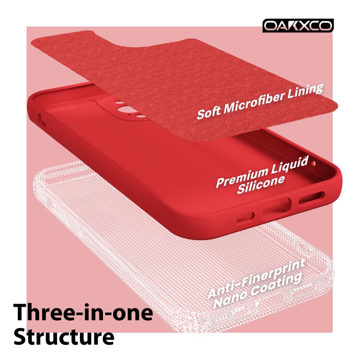 oakxco for iPhone 17 Pro Max Phone Case Liquid Silicone, Cute Thin Slim Grip Soft Rubber Gel for Women Men, Smooth Matte TPU Plain Solid Color Girly Simple Case with Camera Cover, Light Pink — view 859