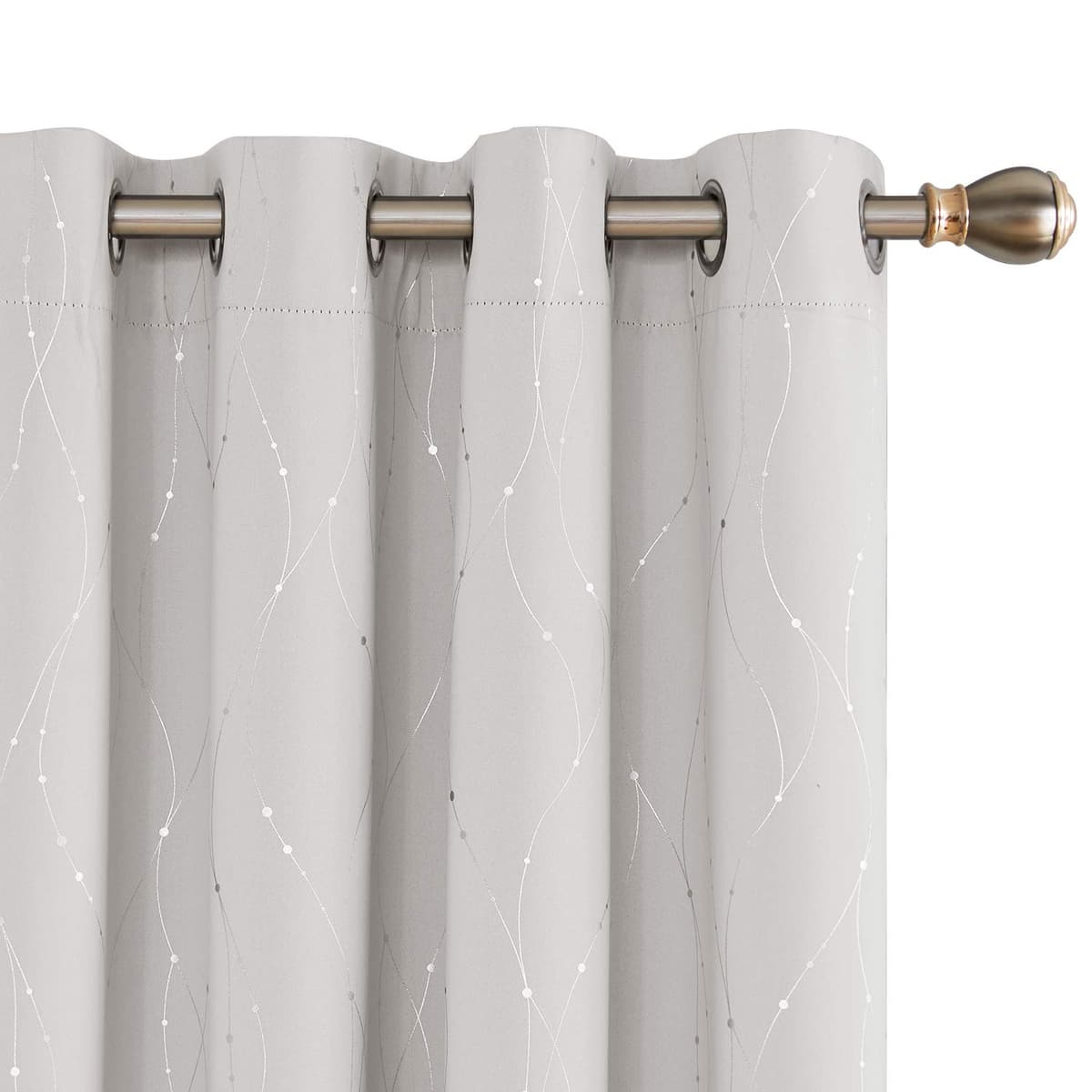 Deconovo Soft Dotted Line Foil Printed Blackout Curtains Thermal Insulated Curtains Eyelet Energy Efficiency Room Darkening Curtains for Bedroom 52 x 72 Inch Light Grey 2 Panels — view 75