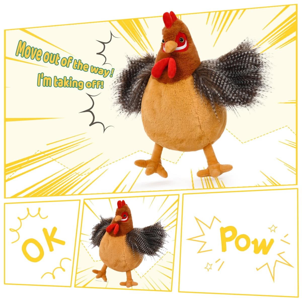 MorisMos Chicken Teddy with Baby Chicks inside, Easter Egg Laying Hen Stuffed Animal Plush Toys, Cuddly Chicken Plush Present for Kids Girls Christmas Birthday Easter Party Supplies. — view 4