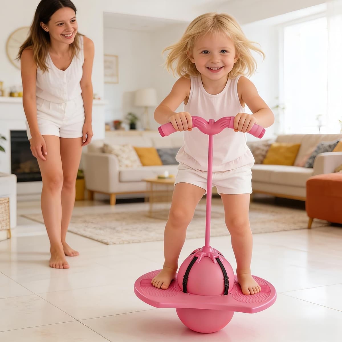 Tabla de Equilibrio con Pelota saltarina y Asas, Adecuada para niños y Adultos - Pelota saltarina Antideslizante para coordinación y Entrenamiento físico. — view 2