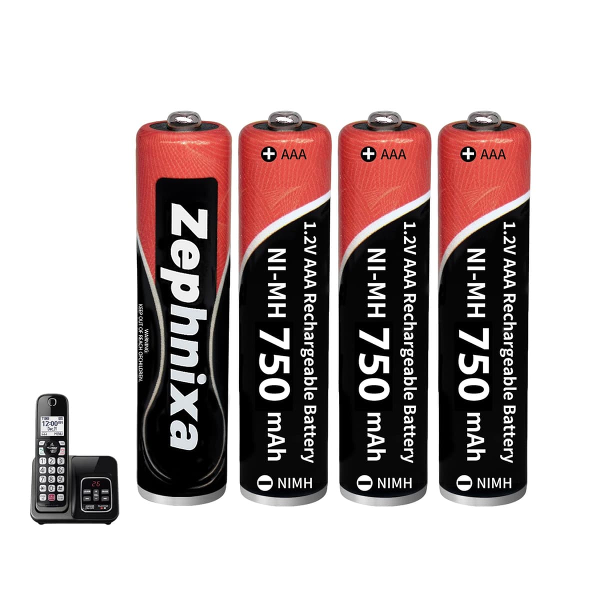4 Pack 1.2V 750mAh Ni-MH AAA Rechargeable Batteries - Pre-Charged Low Self-Discharge AAA Battery for Panasonic, BT, Gigaset Cordless Phones | Remote Controls, Toys & More