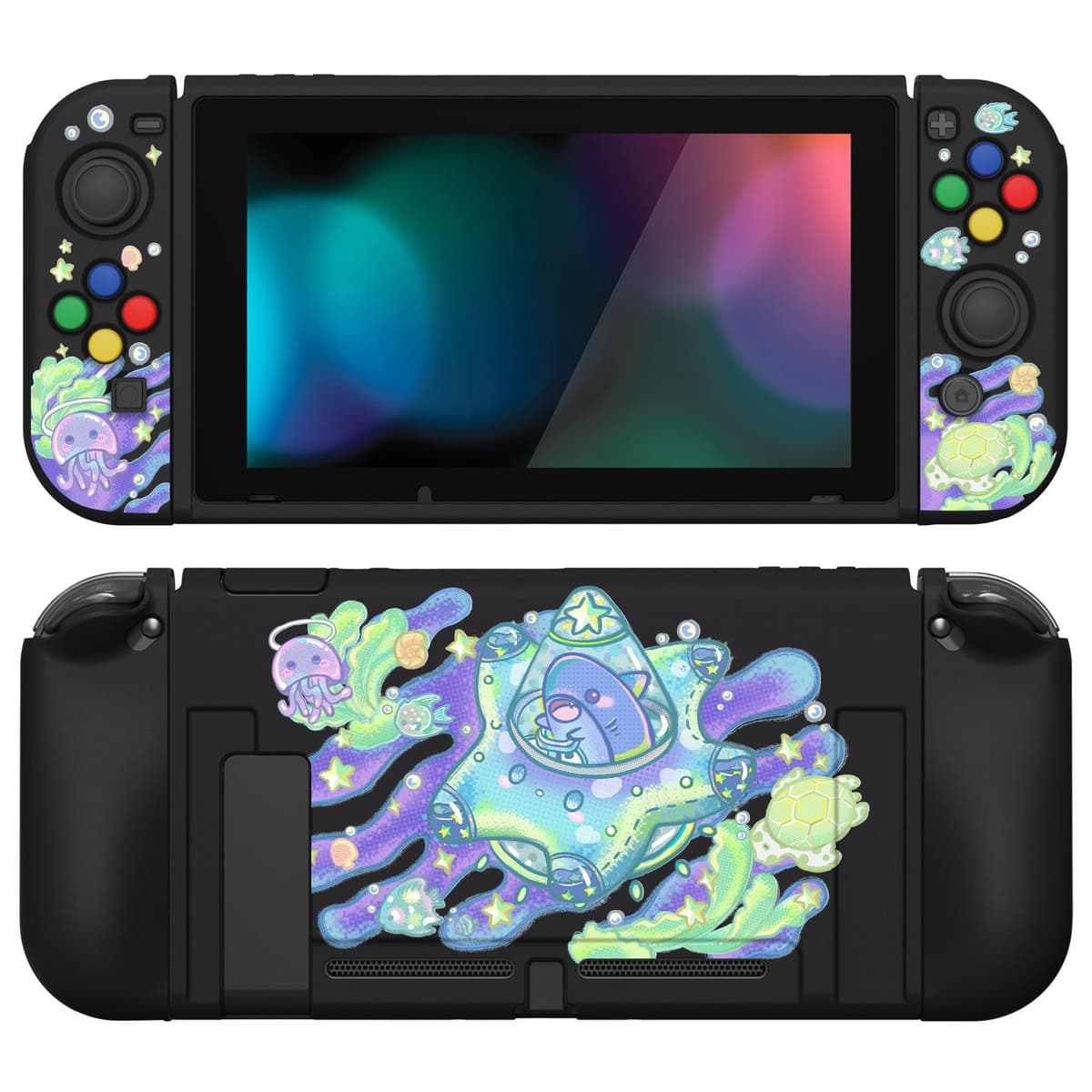 playvital ZealProtect Soft Protective Case for Nintendo Switch, Flexible Cover Protector for Switch with Screen Protector & Thumb Grip Caps & ABXY Direction Button Caps - Cherry Bunny & Cherry Bear — view 9