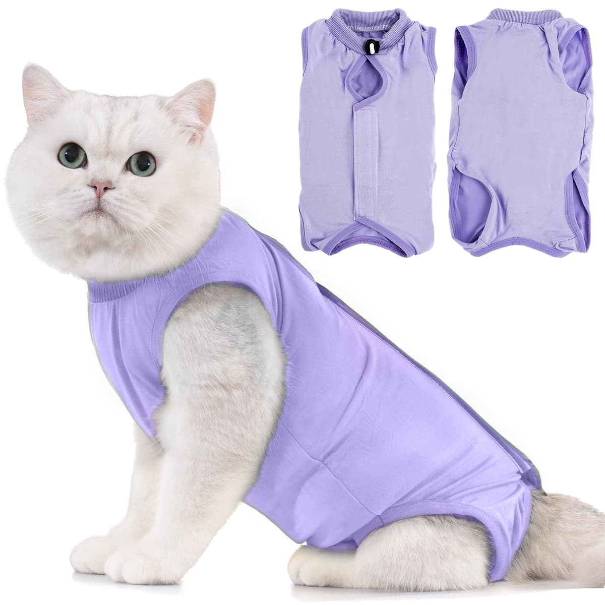 Avont Traje de Recuperación para Gatas Esterilizadas, Ropa Postoperatoria Protectora Antilamido, Chaleco para Cirugía y Heridas Abdominales (Gris Oscuro,L) — view 23