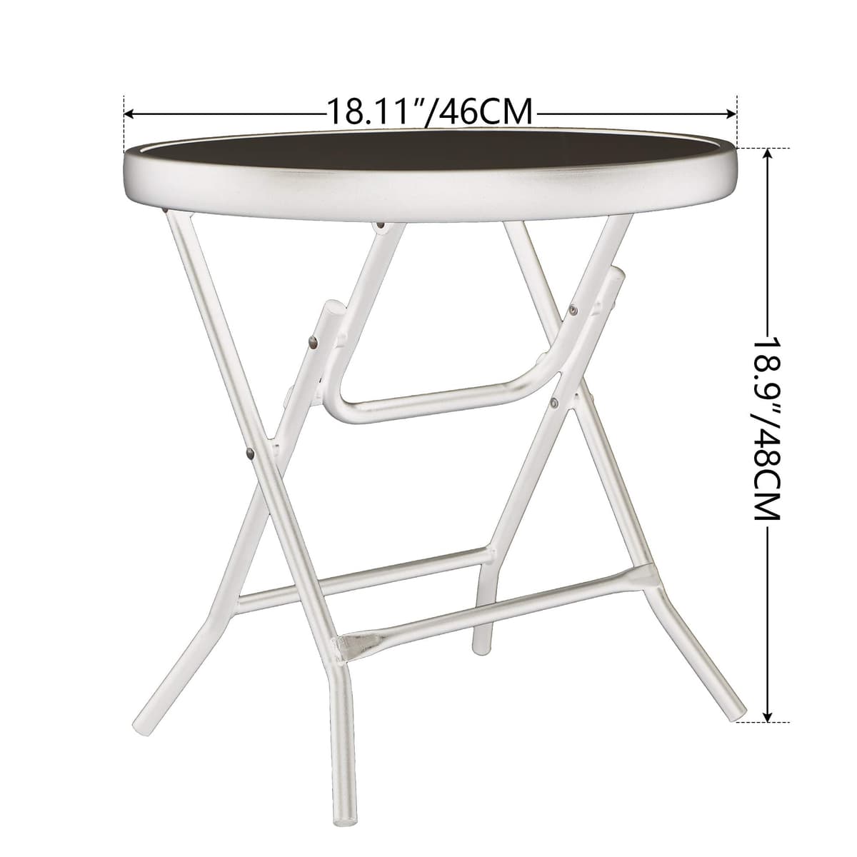 PHI VILLA Small Garden Table Folding Outdoor Side Table Outdoor Coffee Table, Black — view 3