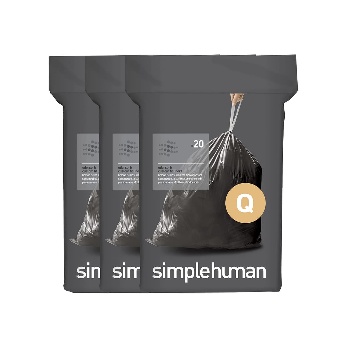 simplehuman CW0258 3 x paquete de 20 bolsas de basura a medida (60 bolsas), código H, plástico blanco — view 16