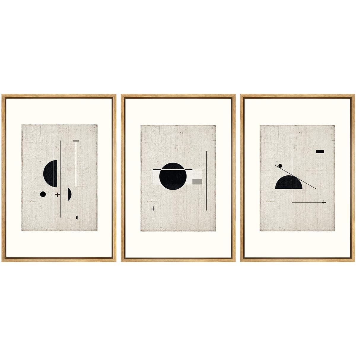 SIGNWIN Framed Canvas Print Wall Art Set Blue White Grunge Geometric Pattern Abstract Shapes Cozy Neutral Decorative Contemporary Minimal for Living Room, Bedroom, Office - 24"x36"x3 Natural — view 50