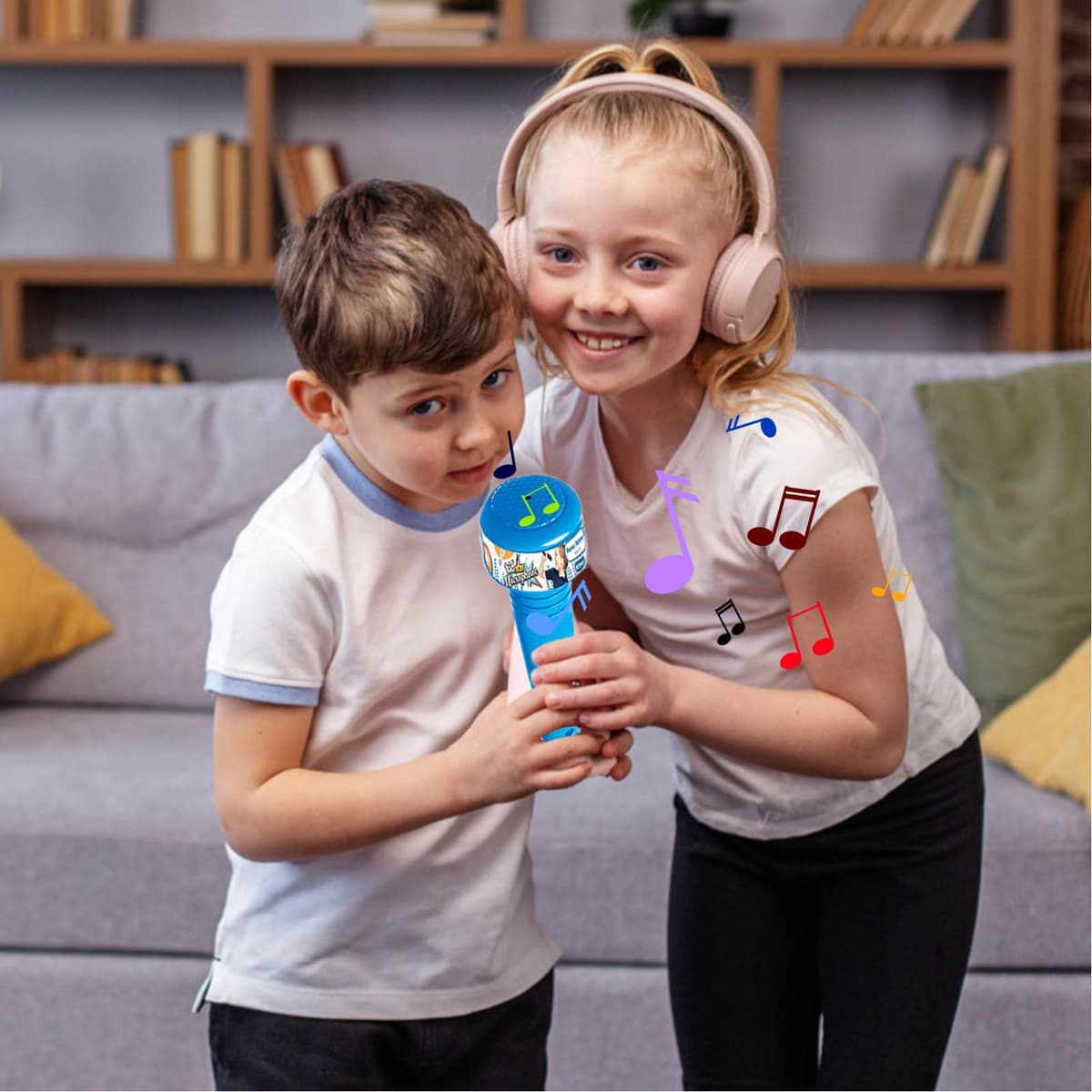 Juego de juegos para niños: juguetes creativos con micrófono para karaoke | Soporte portátil con luz | Regalo interactivo de aniversario de cumpleaños | Juguete musical educativo para niños — view 2