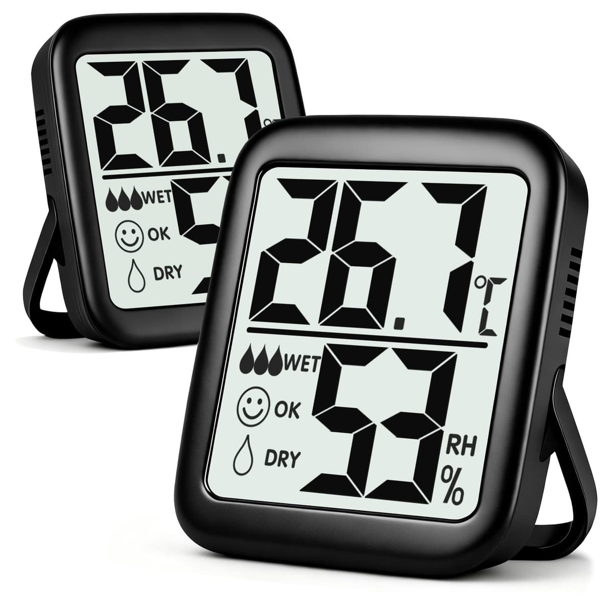 Antonki 2 Pack Room Thermometer for Home Indoor Hygrometer Humidity Meter Gauge Digital Temperature and Humidity Sensor Monitor for House Terrarium Incubator Greenhouse - Battery Included