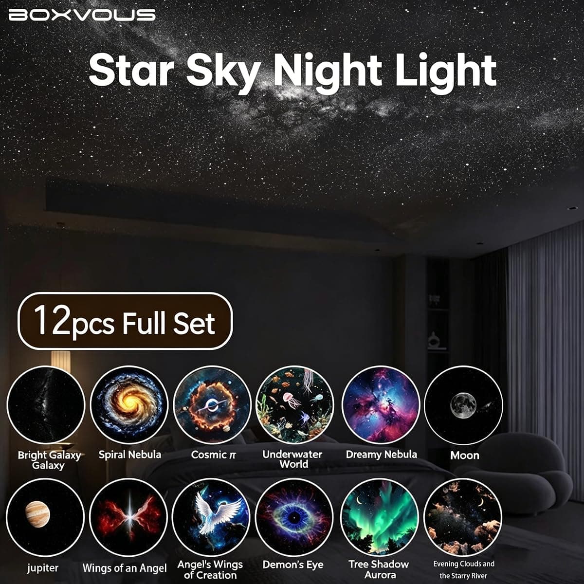 Genérico 2-in-1 Galaxy Projector Night Light, Mini Galaxy Projector, USB Portable Starry Sky, Adjustable Brightness 360° Rotating Design and LED Mini Night Light for Car,Room Decor (3) — view 3