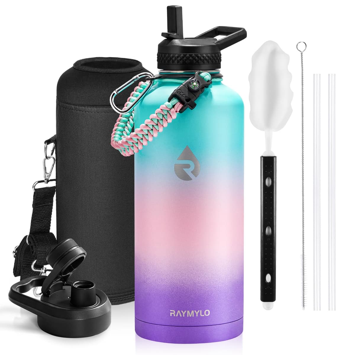 RAYMYLO One Gallon Water Bottle Insulated, Triple Walled Vacuum Stainless Steel (Cold for 48 Hrs), Leak Proof & Non-BPA, Large Water Flask Jug with Paracord Handle & Straw Spout Lids — view 57
