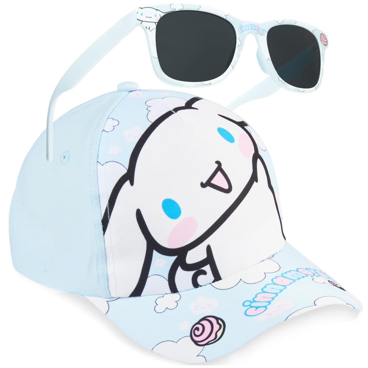 Disney Stitch | Hello Kitty | Care Bears Set Gafas de Sol y Gorra Niña, Protección UV400, Gorra Ajustable, Accesorios de Viaje, Regalo para Niña