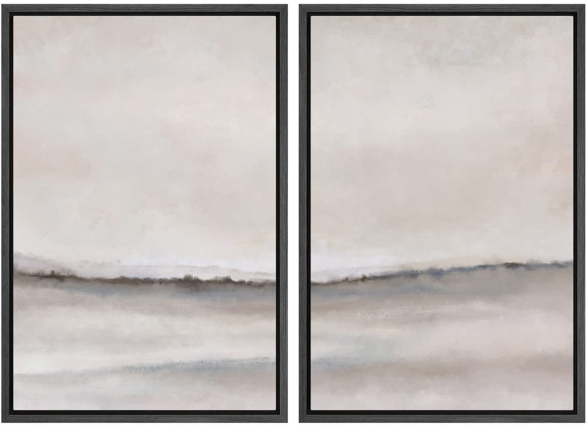 MUDECOR Framed Canvas Print Wall Art Set Watercolor Pastel Duotone Tan Landscape Abstract Shapes Illustrations Modern Art Decorative Contemporary for Living Room, Bedroom, Office - 24"x36"x2 Natural — view 20