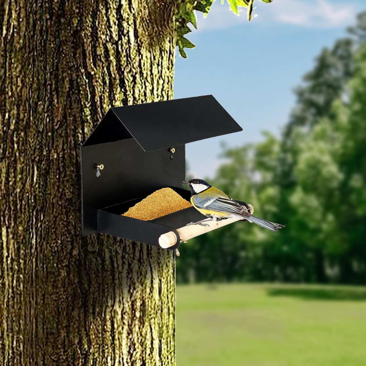 Comederos para Exteriores - de alimentación Impermeable con Visera | Grande para colibríes - para jardín, terraza, Patio, árbol, balcón, campanario gorrión — view 3