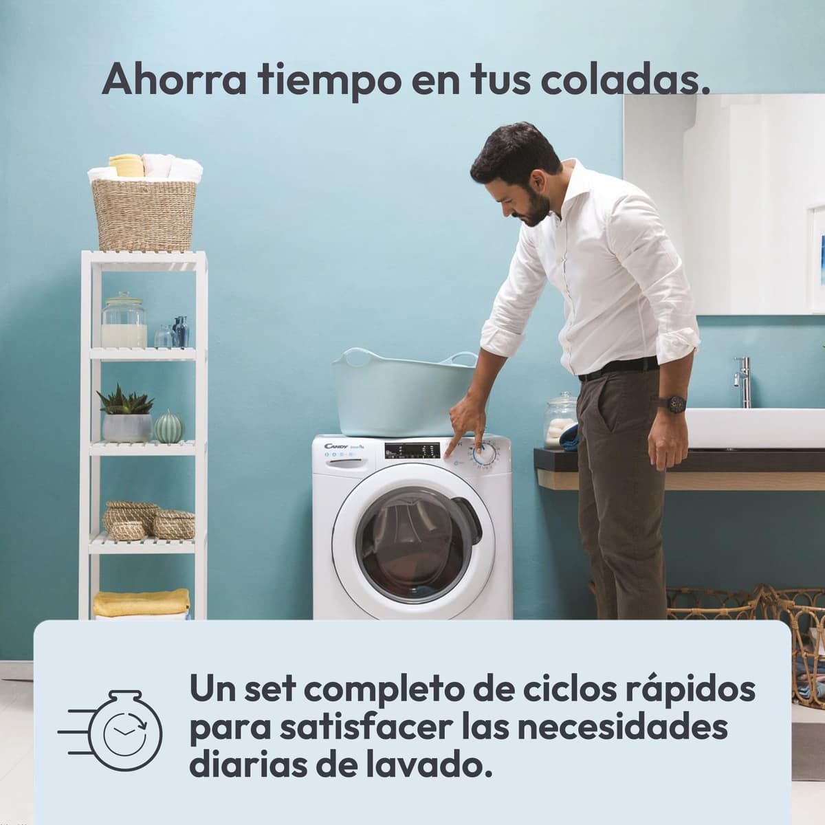 Candy Smart CS 14102DE/1-S, Lavadora 10 KG, 1400 RPM, Pantalla Digital y Mando, Tecnología NFC, Asistente de Voz, 15 Ciclos, 5 Rápidos, Planchado Fácil, Inicio Diferido 24H, Detector KG, 81 DB, Blanco — view 5