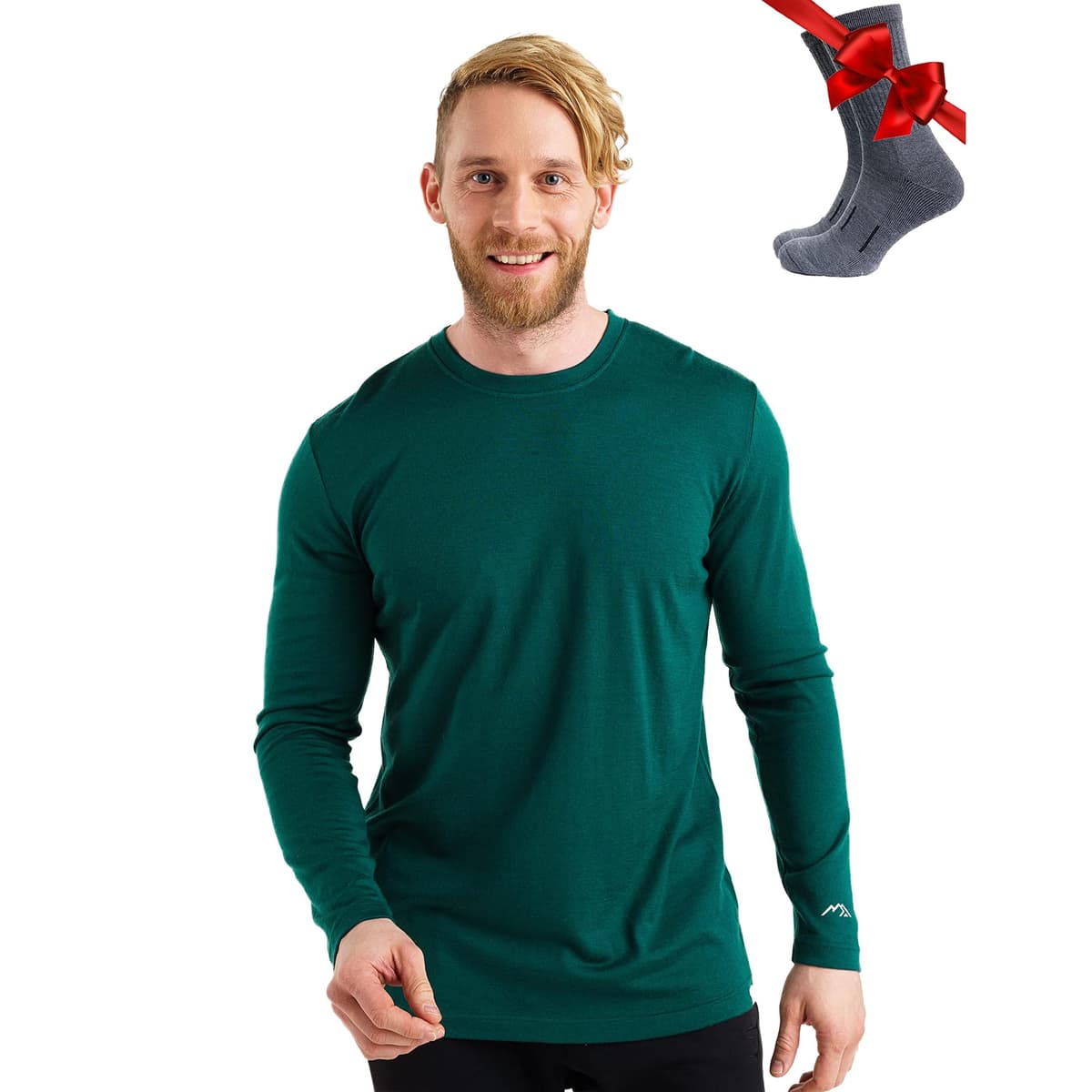 Merino.tech Camiseta Lana Merino Hombre - Deportiva Ropa Térmica 100% Lana Merino Ligero, Medio, Pesado con Calcetines — view 17