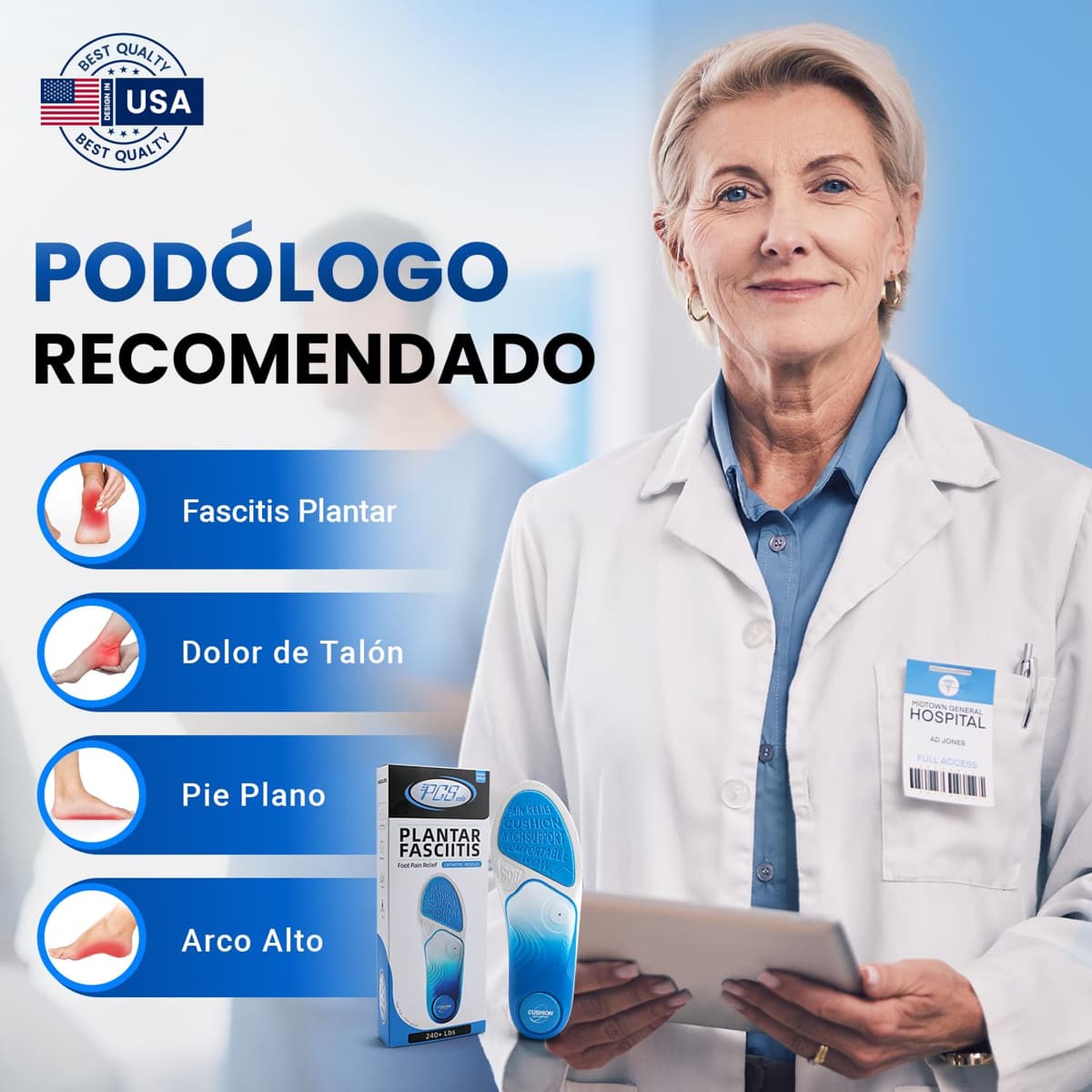 PCSsole Plantillas Ortopédicas Gen 2 | Para Espolón Calcáneo, Pie Plano & Molestias en los Pies | Ideal para Jornadas Enteras de Pie — view 3