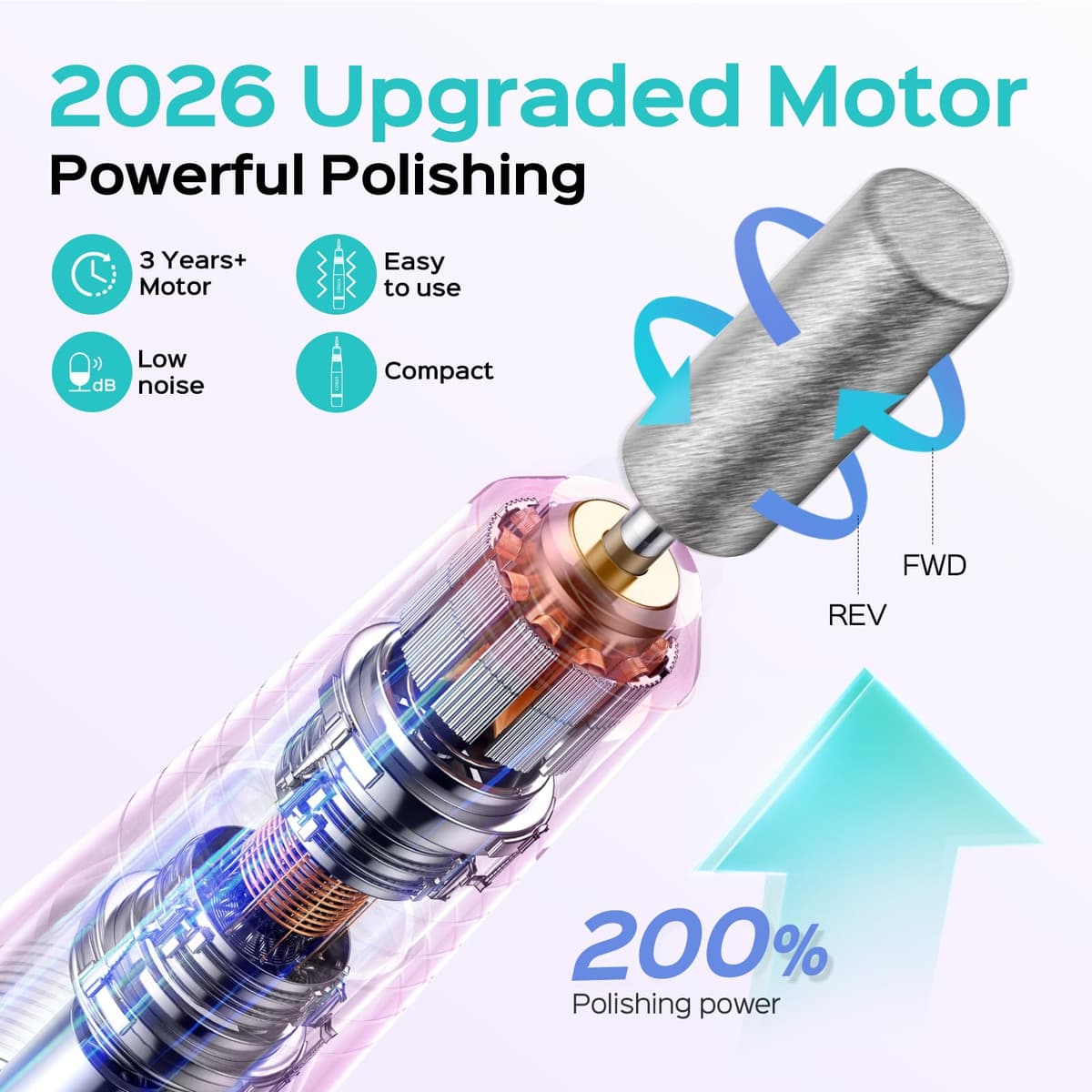 COSLUS C40 Electric Nail Drill, Nail Files for Gel Acrylic Nature Nails, Adjustable Speed 0-20000RPM, Portable Manicure Pedicure Set with 6 Drill Bits 31 Sanding Bands, E File Beginner Girl Women Mum — view 5