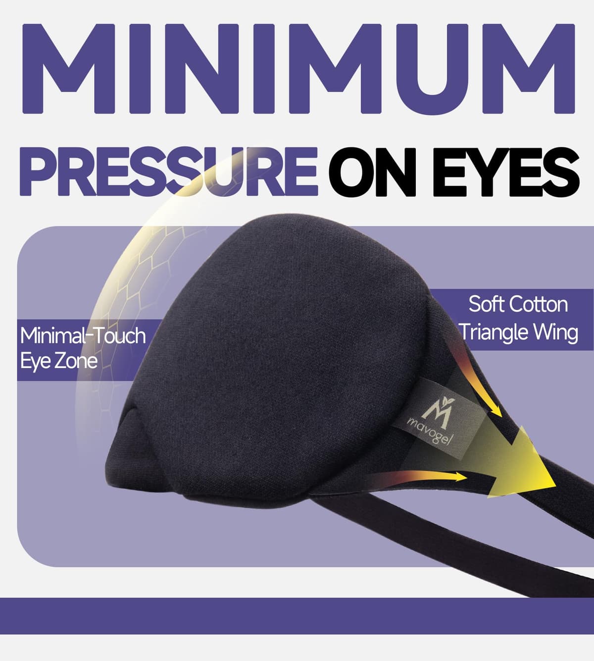 Mavogel Cotton Sleep Eye Mask - Updated Design Light Blocking with Adjustable Nose Bridge, Soft and Comfortable Night Eye Mask for Men Women, Eye Blinder for Shift Work, Includes Travel Pouch, Black — view 5