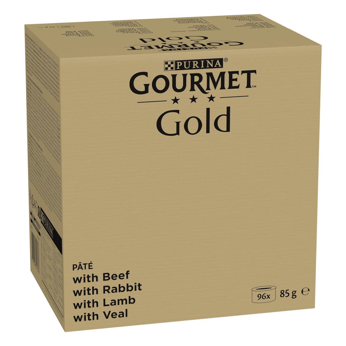 GOURMET Gold Mousse, Comida Húmeda para Gato Adulto, Mousse, Surtido de Buey, Conejo, Cordero y Ternera, 96 latas
