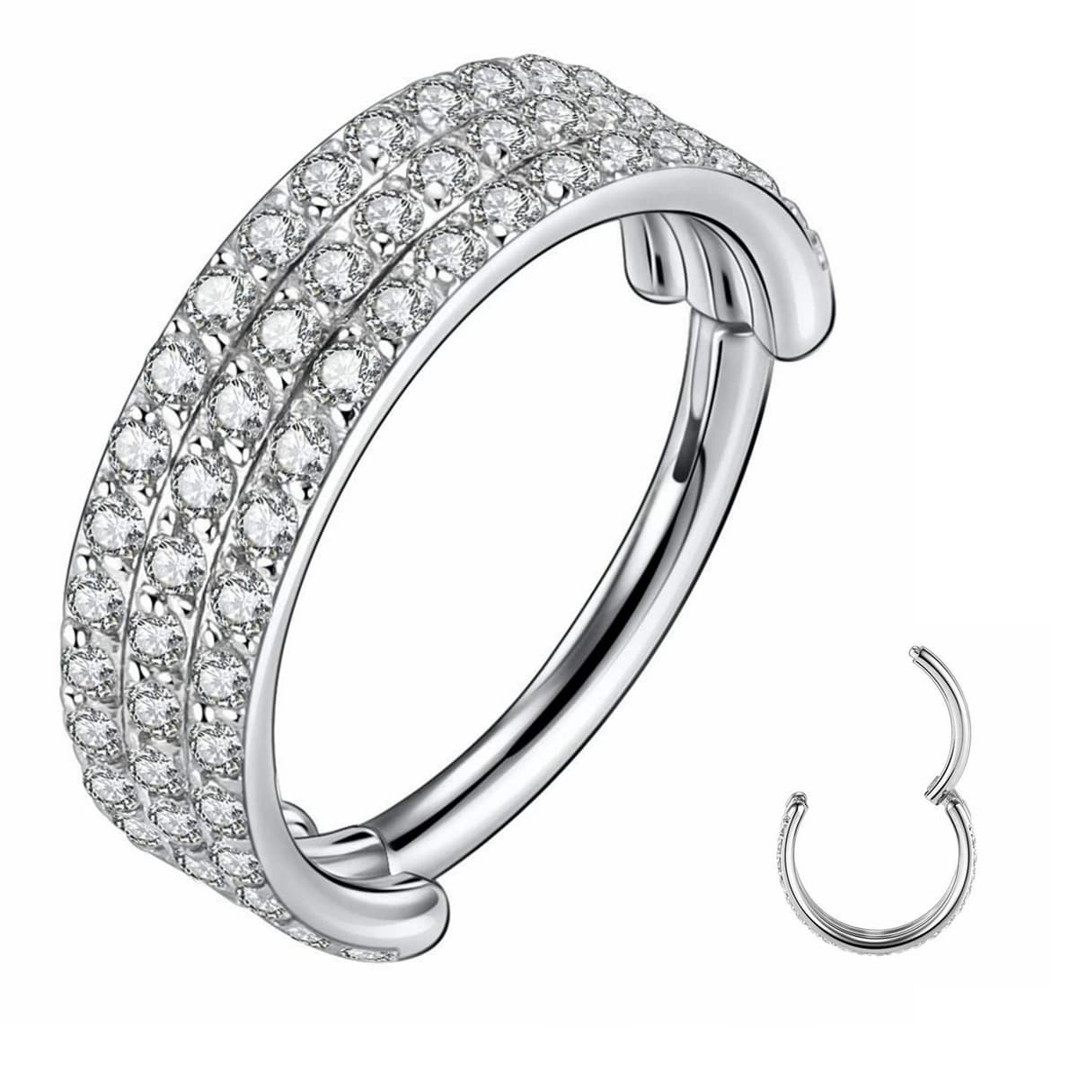Yrogcu 20G 18G 16G 14G Single/Double Hoop Stainless-Steel Seamless-Hinged-Piercing Segment-Clicker Nose-Ring-Hoop : Diameter 6mm 8mm 10mm 12mm Cartilage Earrings — view 20