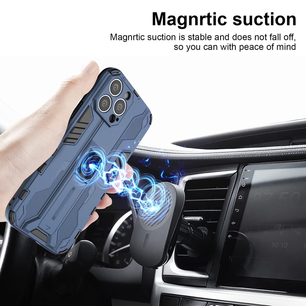Funda para CMF Phone 2 Pro, Carcasa Antigolpes con Soporte anular metálico, Case Protectora de Grado Militar, Negro — view 829
