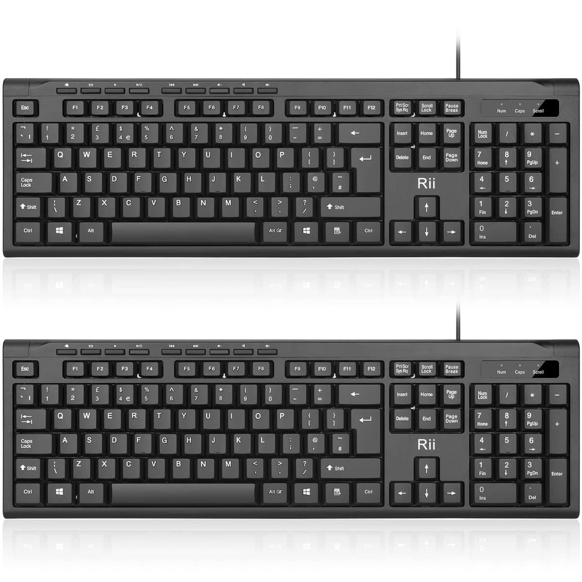 Rii RK907 USB Wired Keyboard Full Size Office Keyboard Compatible with Mac PC Tablet Windows Android Microsoft UK Layout — view 8