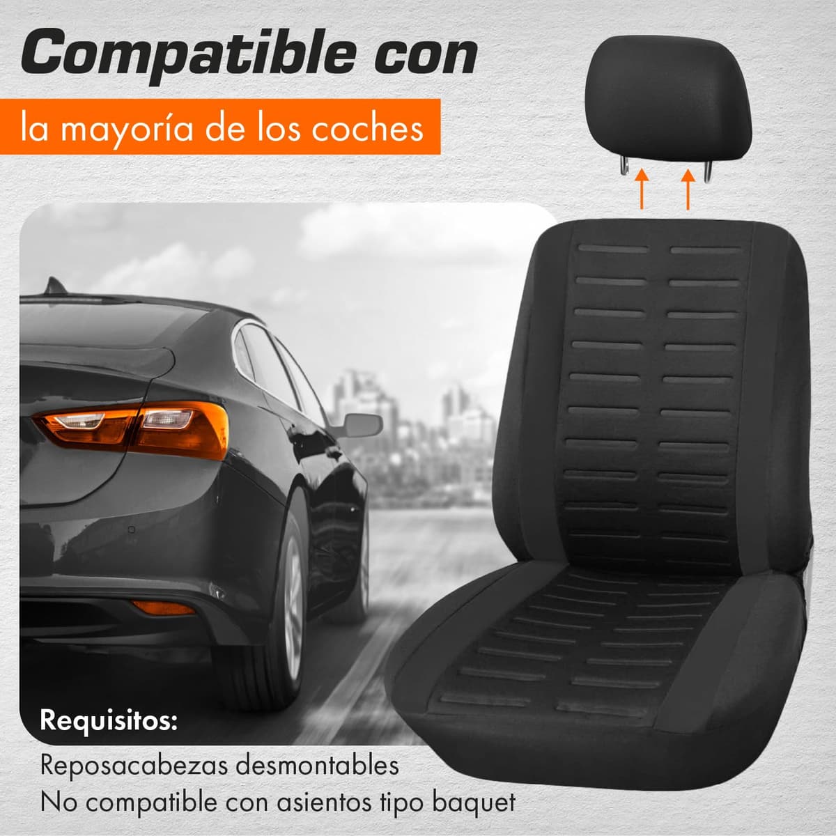 Upgrade4cars Fundas Asientos Delanteros Coche Universales Negro | Cubre Universal | Protector de Asiento Delantero para Conductor y Copiloto | Accesorios Interior Decoracion — view 6