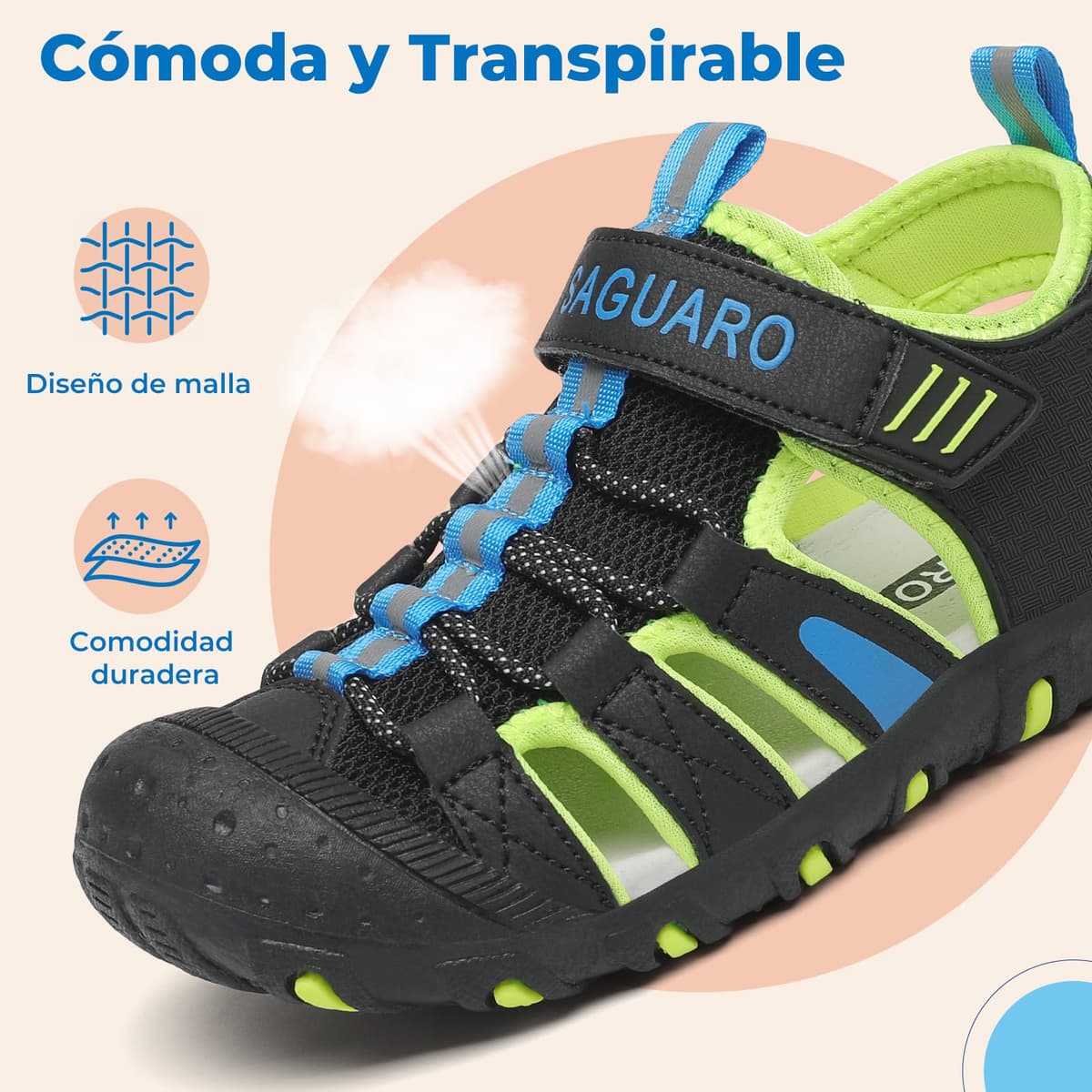 SAGUARO Sandalias Calzado de Verano para Niños Puntera Cerrada para Trekking y Senderismo Tallas 25-38 — view 4
