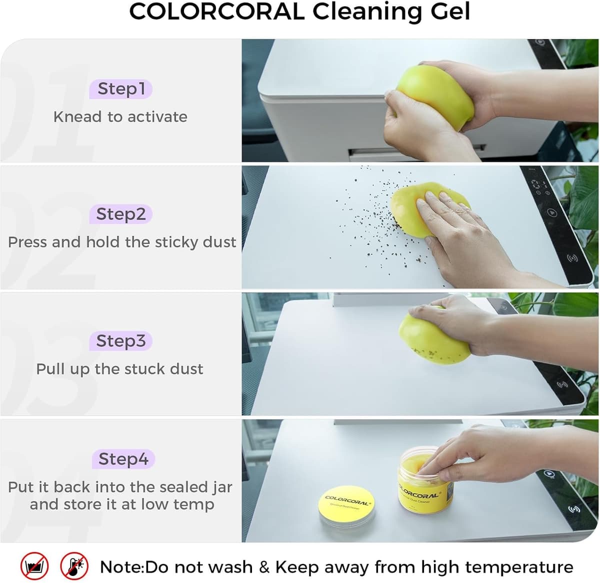 COLORCORAL Keyboard Cleaner Universal Dust Cleaning Gel for Keyboard Reusable PC Laptop and Computer Vacuums Cleaners Accessories Dust Removal Gel Home Office Electronic Kit Computer Putty — view 6