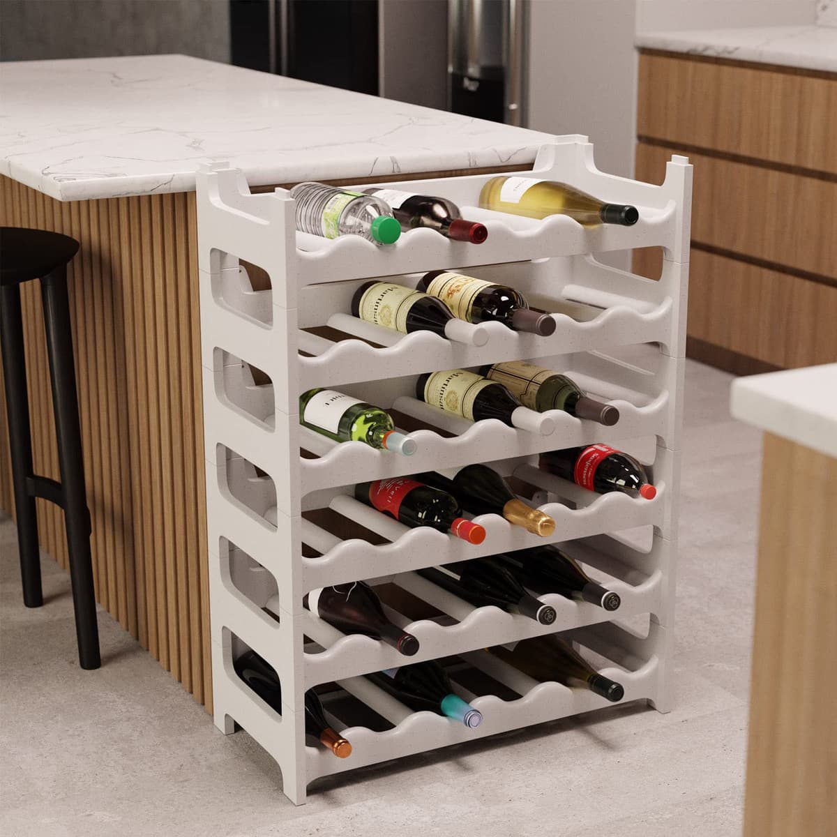 ARTECSIS Botellero Modulable de Plástico para Vino, Estantería para 36 Botellas Expandible, Color Gris Granito — view 4