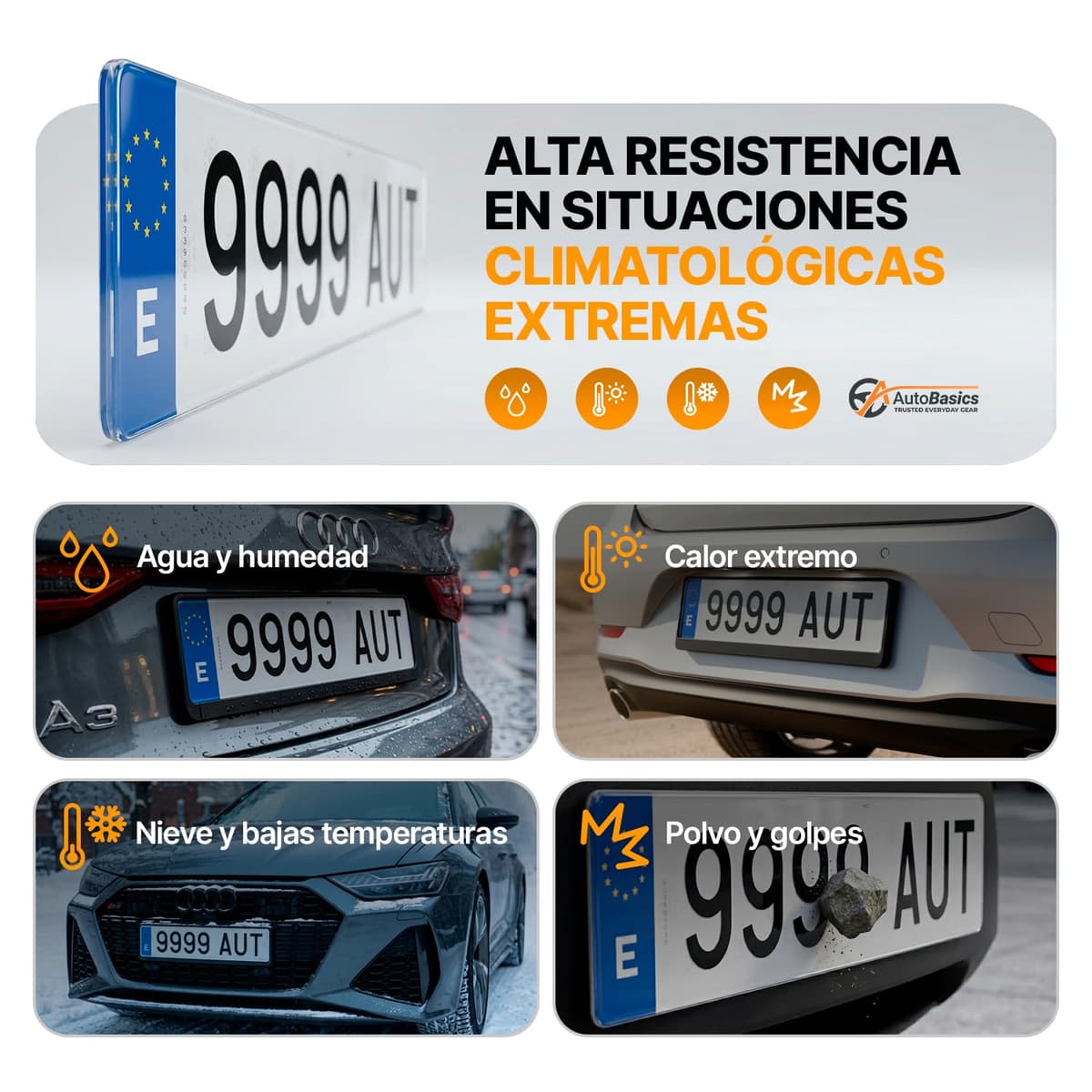 Matrícula Acrílica Homologada 52x11 CM | Matrícula de Coche Universal Europea | Material Resistente y Elegante | Fácil y Rápida Instalación (1 Unidad) — view 3