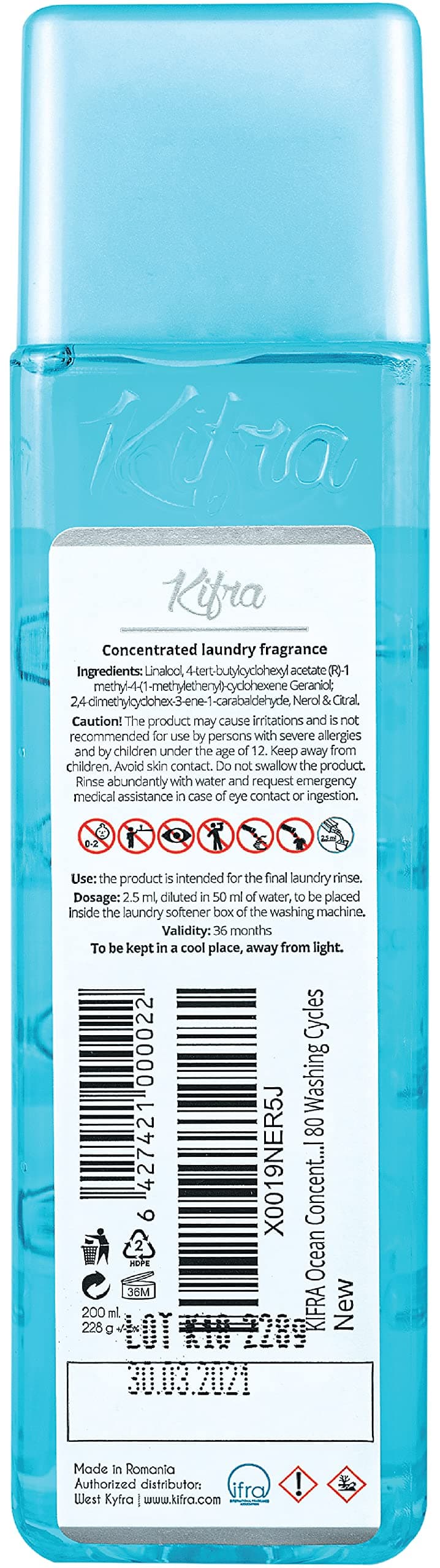KIFRA OCEAN Perfume de Lavandería Concentrado 200ml 80 Ciclos de Lavado — view 2