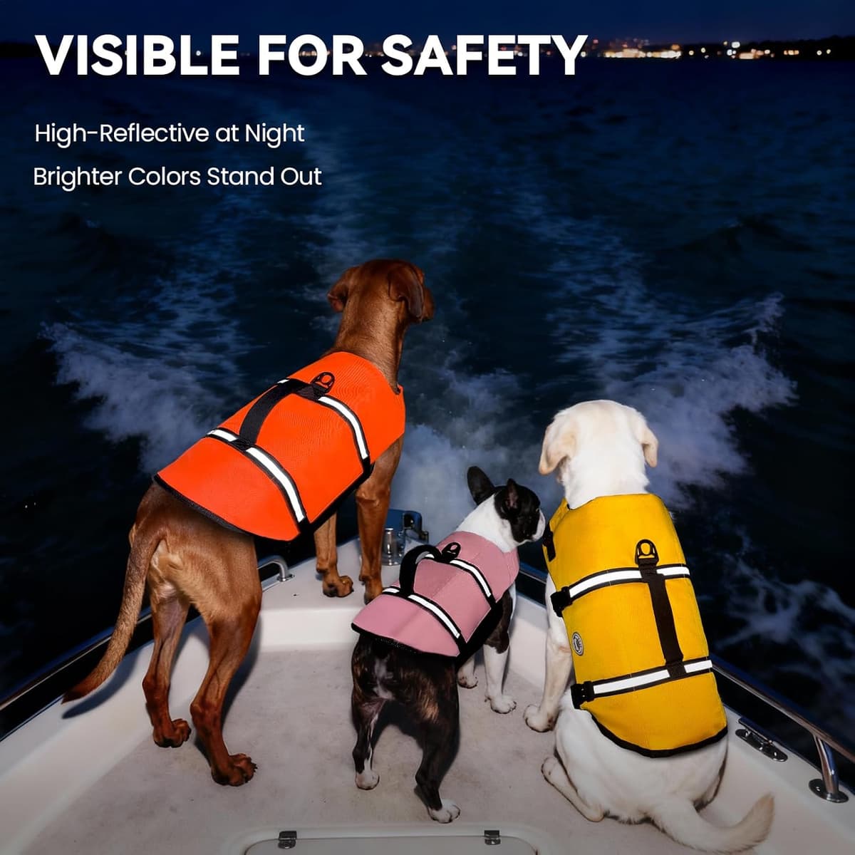 VIVAGLORY Rip Stop Dog Life Jacket, Buoyancy Aid with Handle, Buoyancy for Doggy, Dog Life Jacket for Swimming & Boating, S, Bright Orange — view 3