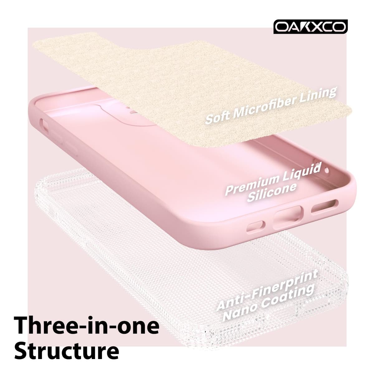 oakxco for iPhone 17 Pro Max Phone Case Liquid Silicone, Cute Thin Slim Grip Soft Rubber Gel for Women Men, Smooth Matte TPU Plain Solid Color Girly Simple Case with Camera Cover, Light Pink — view 516