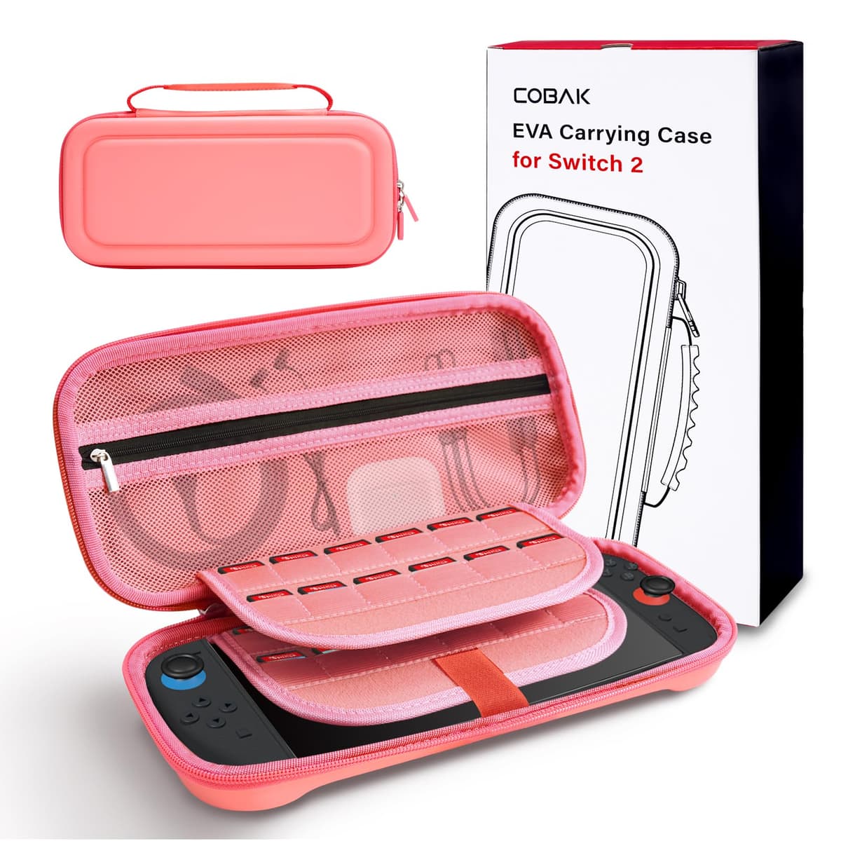 CoBak Funda Nintendo Switch 2 (2025) - Set 3en1: 2 Protectores Vidrio + 2 Gomas Palancas + Funda Rígida Portátil, Negro — view 15