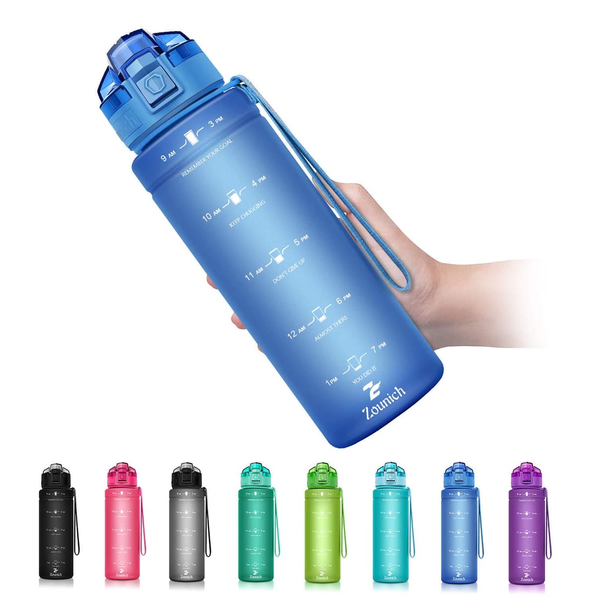 ZOUNICH Botella Agua Deporte, Botella Agua Niños sin BPA Reutilizable Plástico Tritan - 500 ml / 700 ml / 1 l, Cantimploras para Te con Filtro, para Infantil, Gimnasio, Bicicleta — view 23