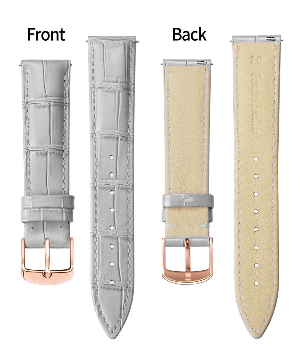 BINLUN Quick Release Leather Watch Straps Replacement Watch Bands Smart Watch Strap Crocodile Pattern in 10 Colors 13 Sizes with Silver/Gold/Rose-Gold Buckle for Men Women(10mm-24mm) — view 60