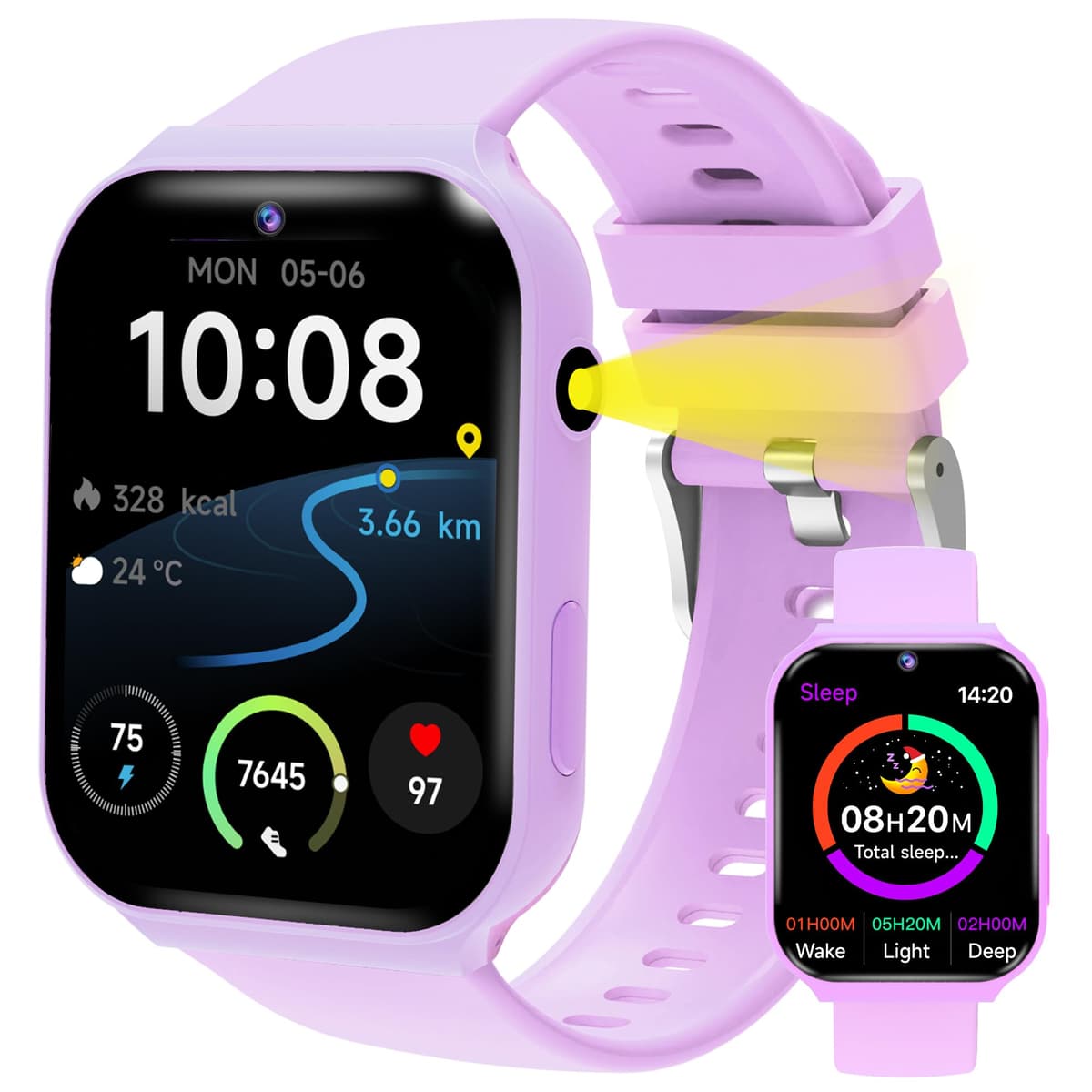 Kids Smart Watch with 18 Educational Games, Sleep Tracker & Camera - 1.83 Inch Touch Screen Fitness Tracker with Pedometer, Alarm, Flashlight for Boys and Girls — view 9