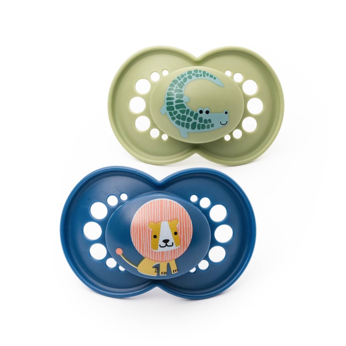 MAM Original Soothers | 18-36 Months | Pack of 2 | Comes in Dummy Steriliser Box | Sustainable Materials | Baby Accessories | Blue/Green (Various Designs)