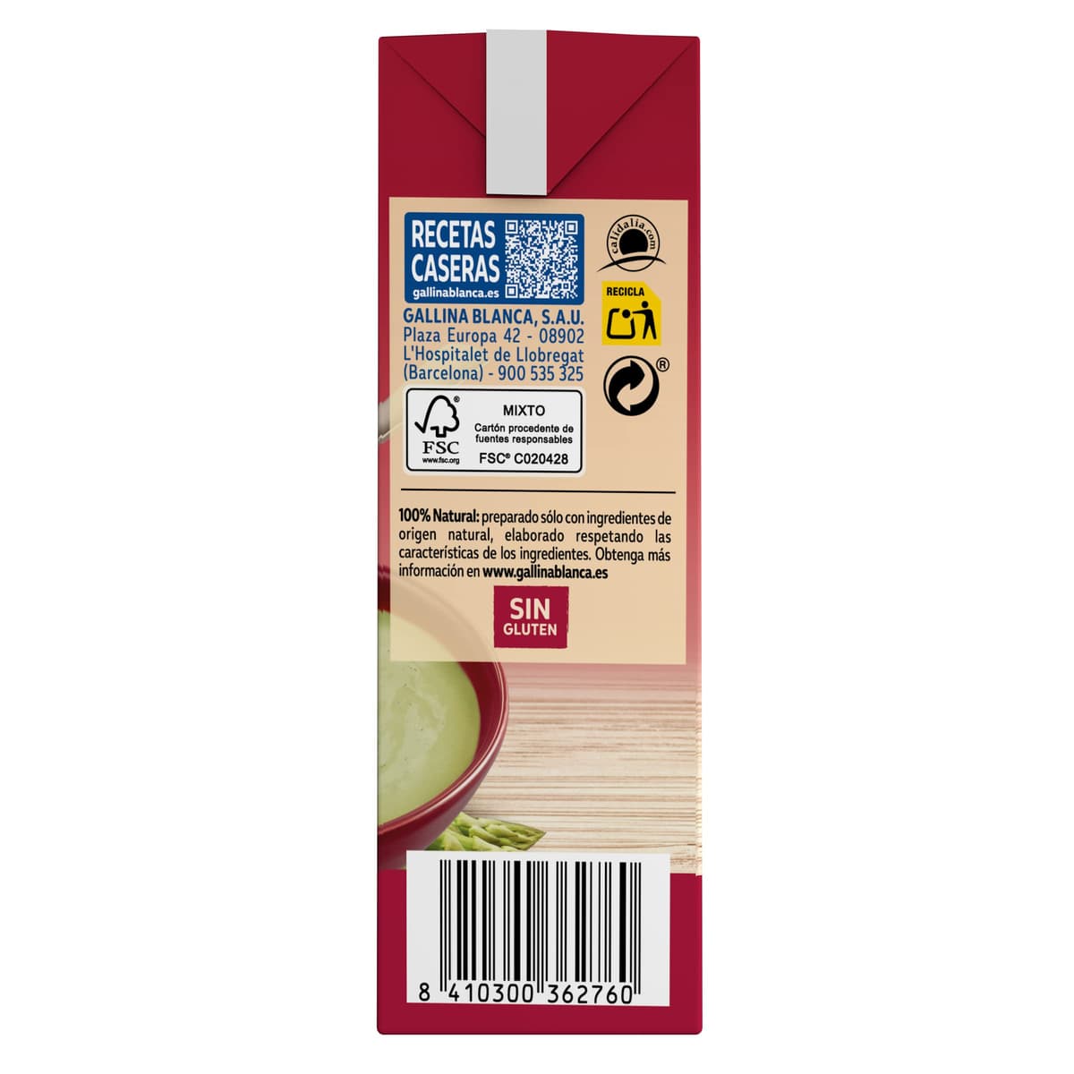 Gallina Blanca Crema Casera de Espárragos con Jamón 100% Natural Sin conservantes, 500 ml — view 5