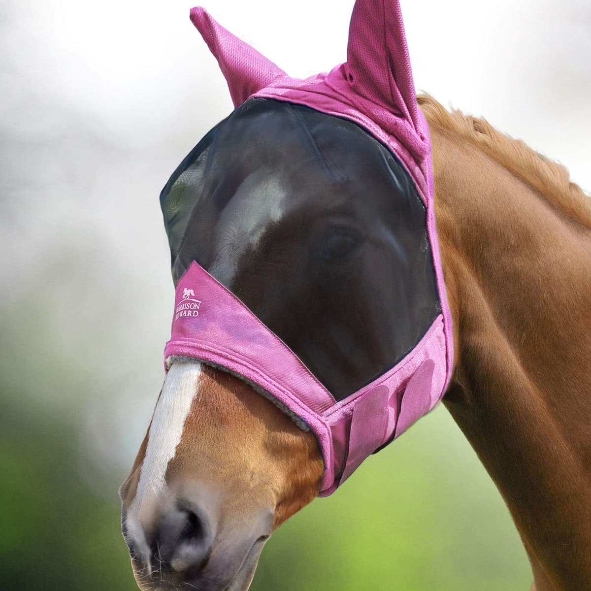 Harrison Howard CareMaster Pro Luminous Horse Fly Mask Standard with Ears UV Protection for Horse Red M Cob — view 8