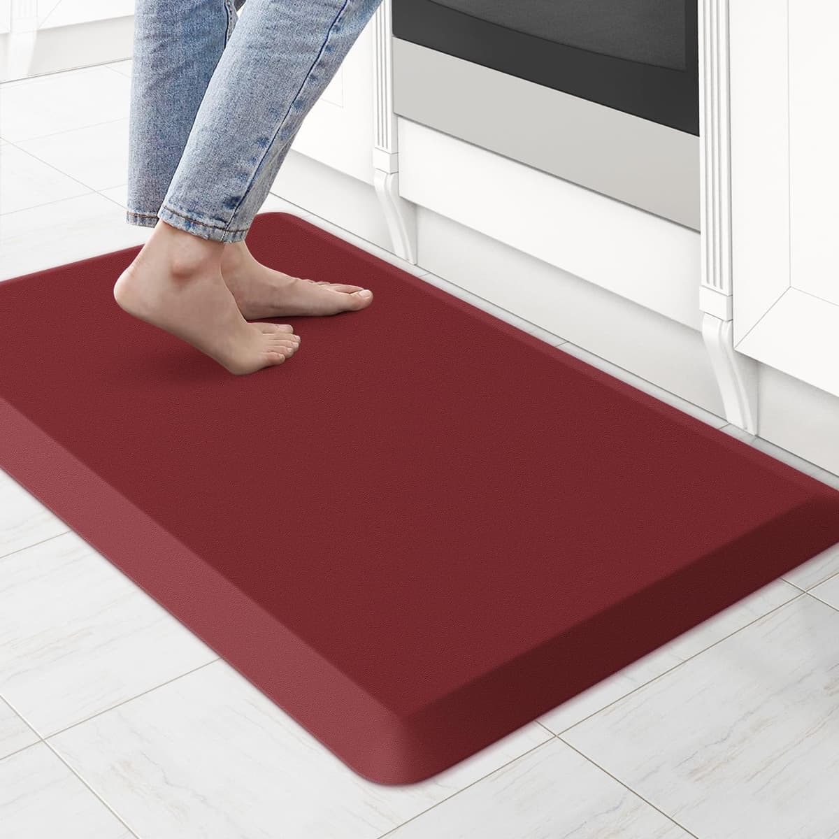 KitchenClouds Kitchen Mat Cushioned Anti Fatigue Rug 17.3"x28" Water Resistant Non Slip Standing Desk Mat Comfort Floor Mats for Kitchen House Sink Office (Khaki) — view 35
