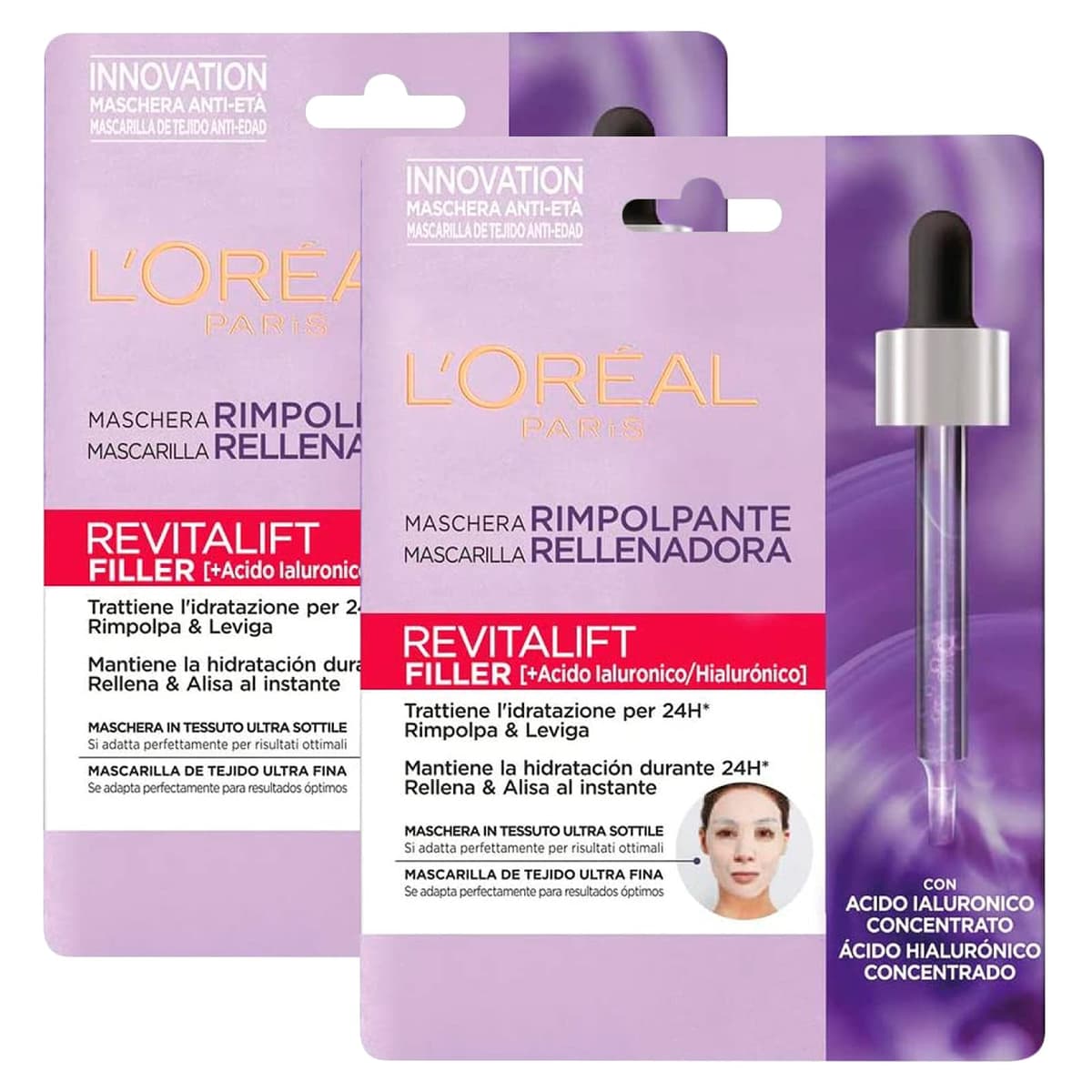 L'Oréal Paris Revitalift Filler - Kit de sérum antiarrugas rellenador e hidratante 30 ml, tratamiento antiedad reafirmante de 50 ml y tratamiento facial noche rellenador con ácido hialurónico de 50 ml — view 4