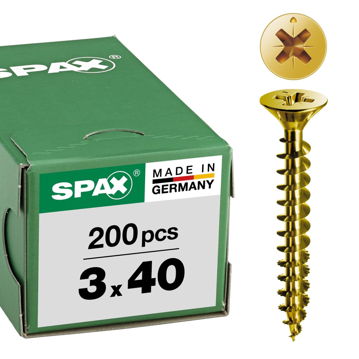 Spax 1081020400253 - Tornillo universal, 4,0 x 25 mm, 200 piezas, cabeza avellanada, cruz receso z 4cut, rosca completa, — view 52