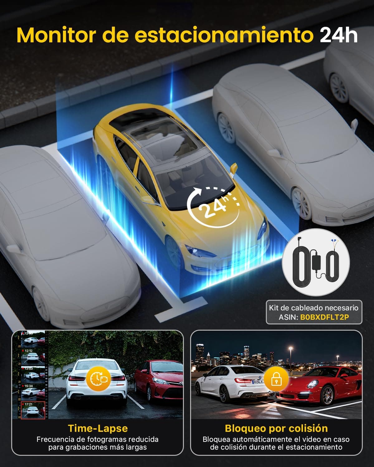 GKU Dashcam Cámara Coche 4K+1080P, 5GHz WiFi Dash CAM Coche con Tarjeta SD de 64GB,Camara Coche Grabadora,170° Gran Angular,Visión Nocturn,WDR,Sensor G,Monitor de Aparcamiento,Grabación de Bucle — view 5