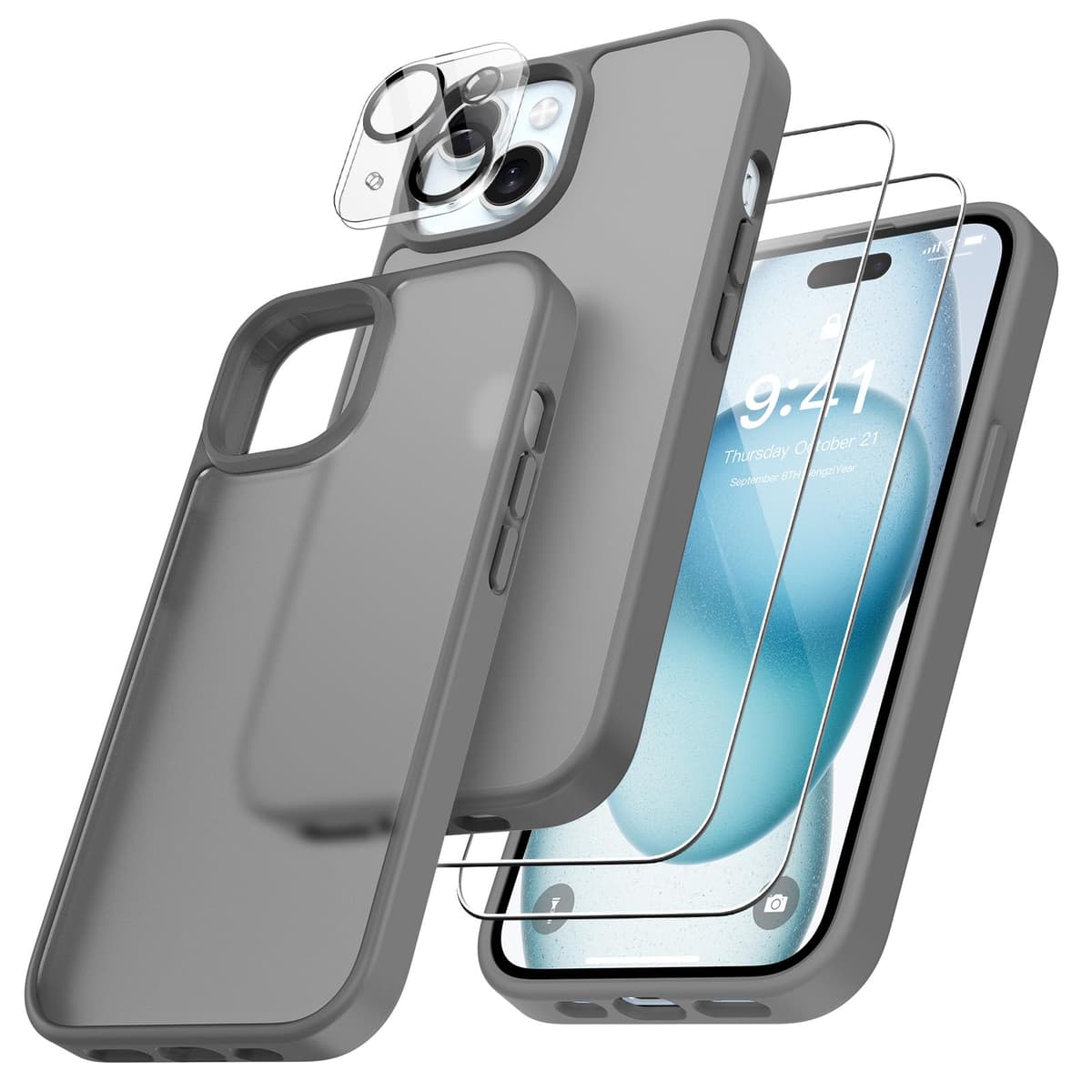 FLLAO 4 en 1 Funda para iPhone 15 con 2 Protector Pantalla y 1 Protector Lente Cámara, [Almohadilla de Aire integrada] Antigolpes Antiarañazos Carcasa 6,1 Pulgadas, Transparente — view 21
