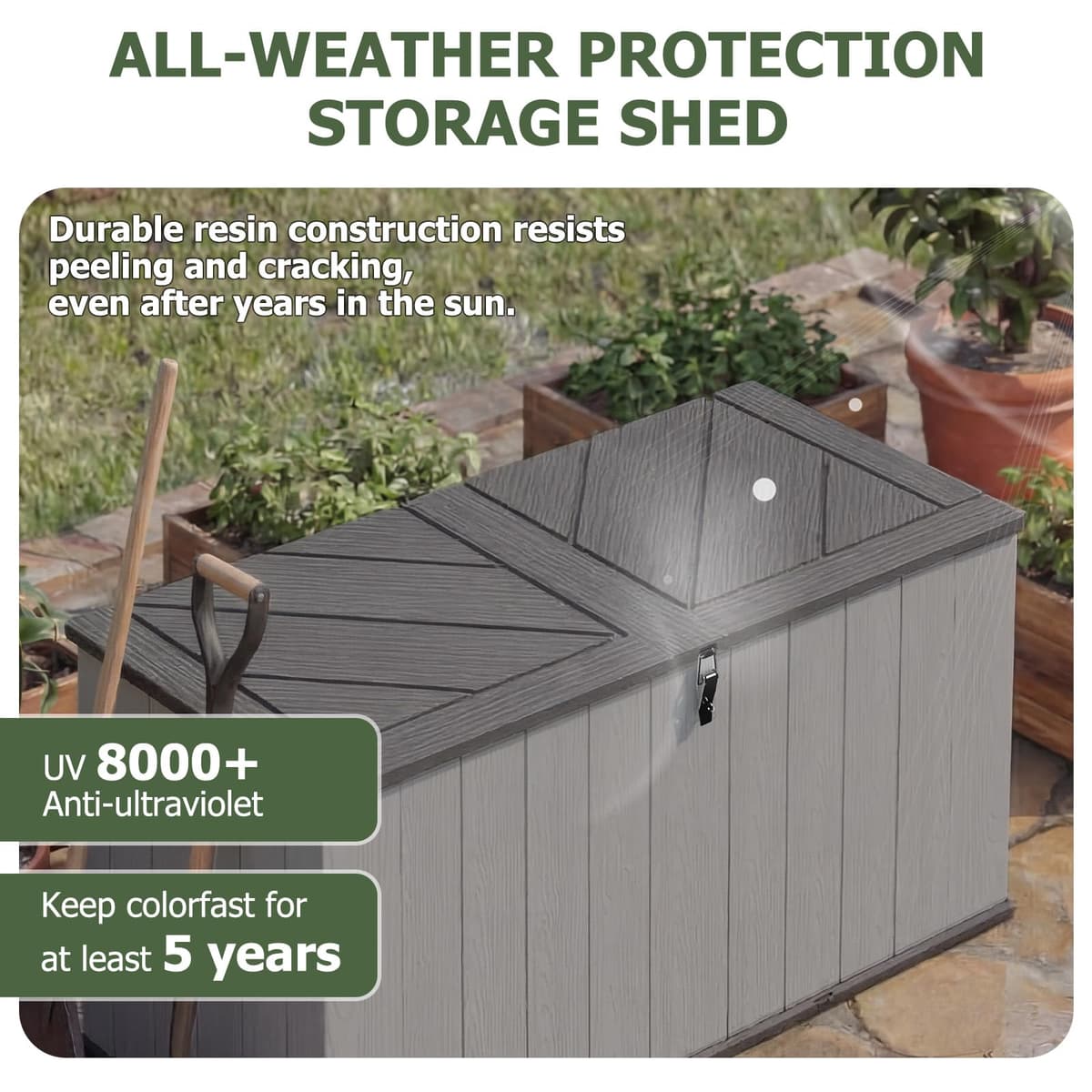 Aoxun Outdoor Deck Box 600L, Large Resin Outdoor Storage Box with Lid, Waterproof & UV-Resistant Garden Storage for Cushions, Tools, and Pool Accessories 4.7x2.2FT(Grey) — view 3